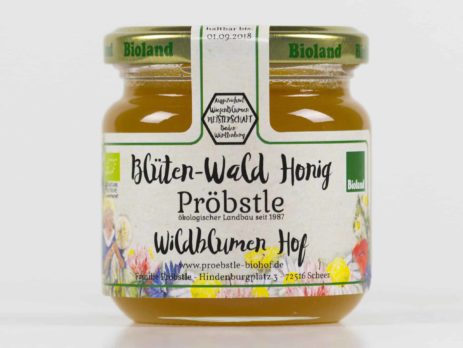 Ein 250g Glas Blüten-Wald Honig von Pröbstle Biohof